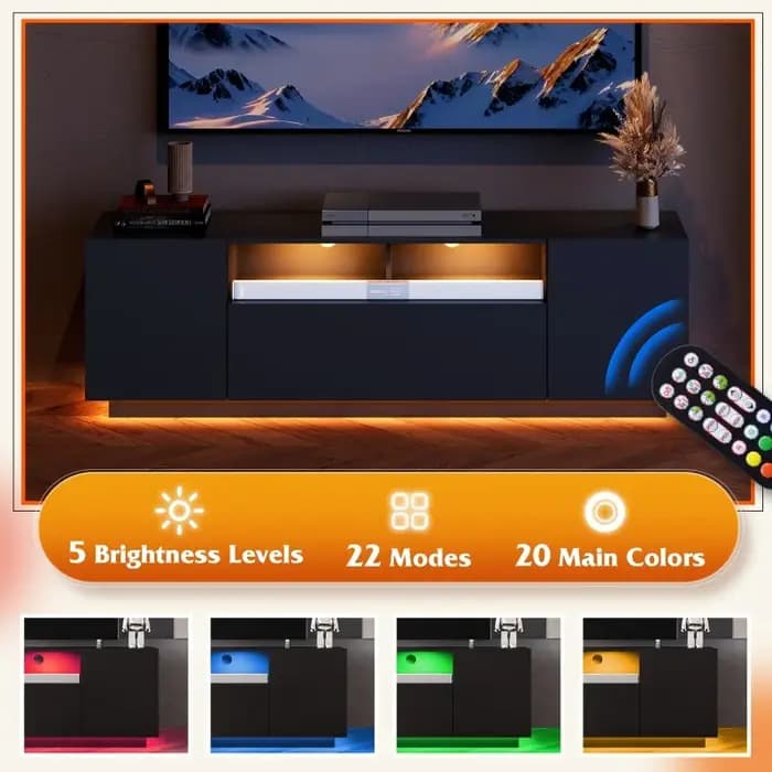 GALAXHERO Meuble TV pour centre de divertissement TV 65 pouces avec armoire de rangement Console TV