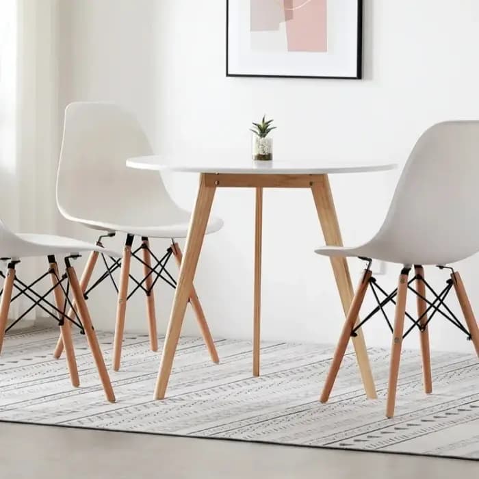 Petite Table ronde blanche en bois massif