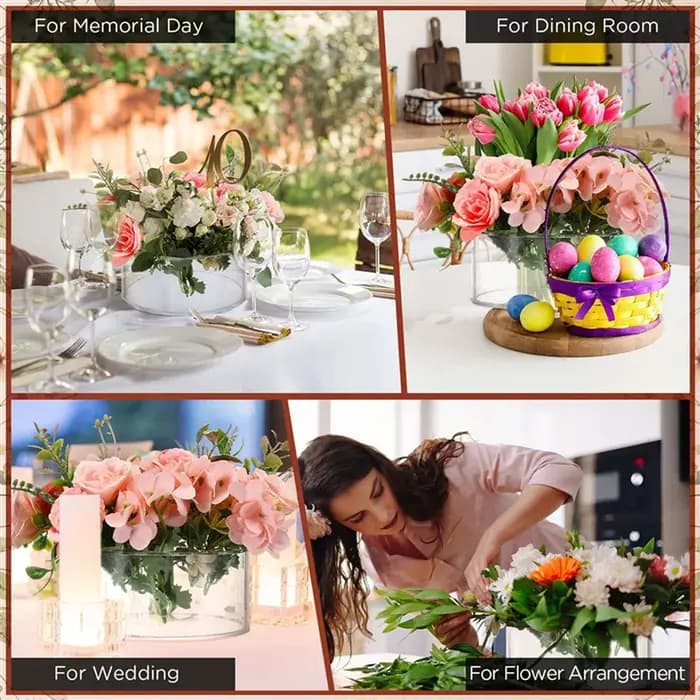 6 pièces pièce maîtresse florale en acrylique pour décorations de Table à manger Vase à fleurs rond de mariage 12 trous