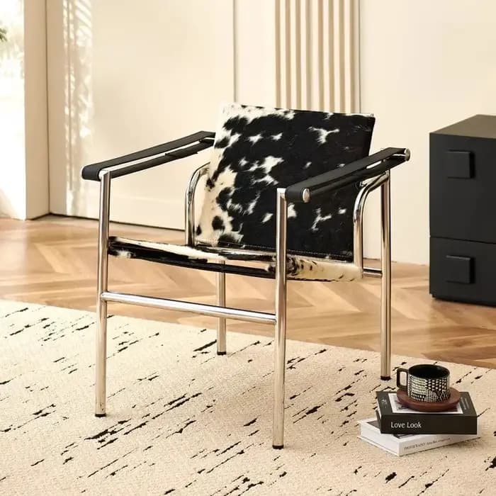 Fauteuil simple de style italien Le Corbusier, fauteuil design vintage, fauteuil de loisirs en acier