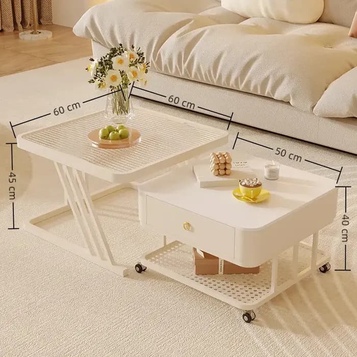 Table basse Vintage Premium, esthétique, élégante, luxe, Glam, Table d'appoint, rangement créatif, T