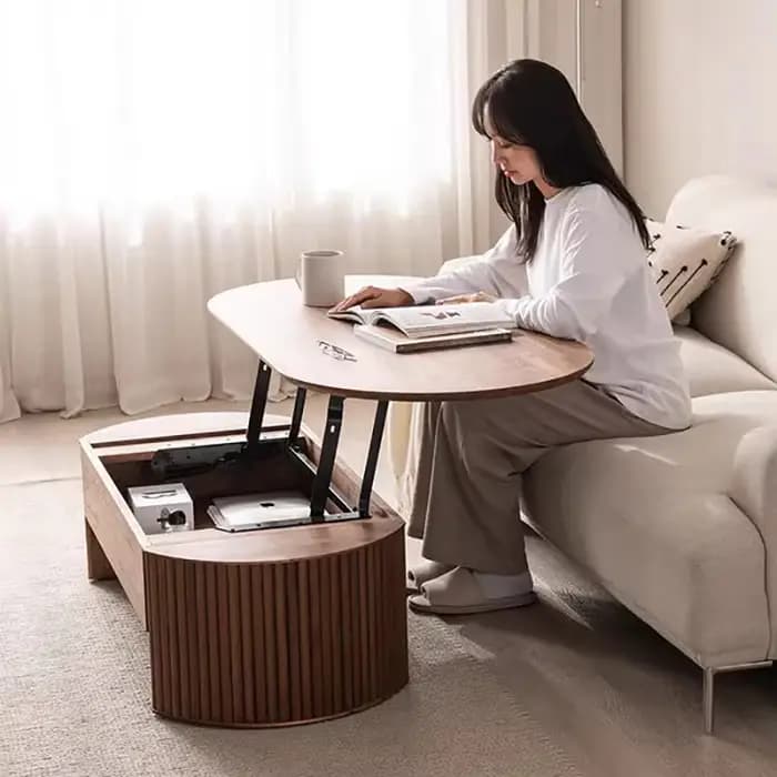Tables basses rustiques à dessus relevable