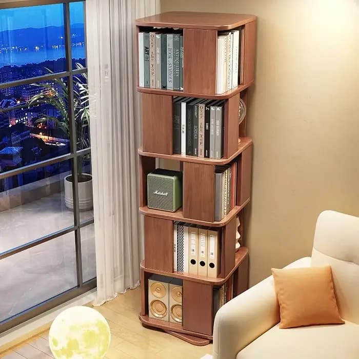 Bibliothèque rotative à 360 degrés en bois massif, support pour livres d'images pour enfants, pour c