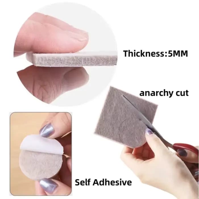 Coussinets de pieds de chaise en feutre, 5mm d'épaisseur, tapis de protection contre les rayures au
