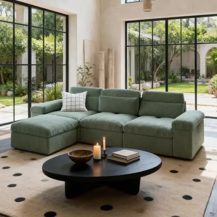 Canapé modulaire en forme de L de 114,2 pouces, grand canapé sectionnel avec ottoman de rangement et