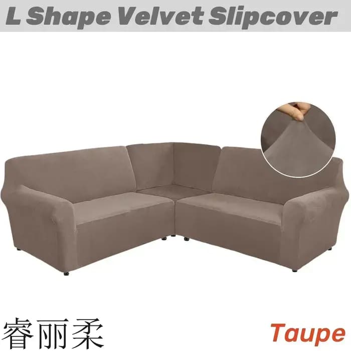 Housse de canapé d'angle en velours en forme de L