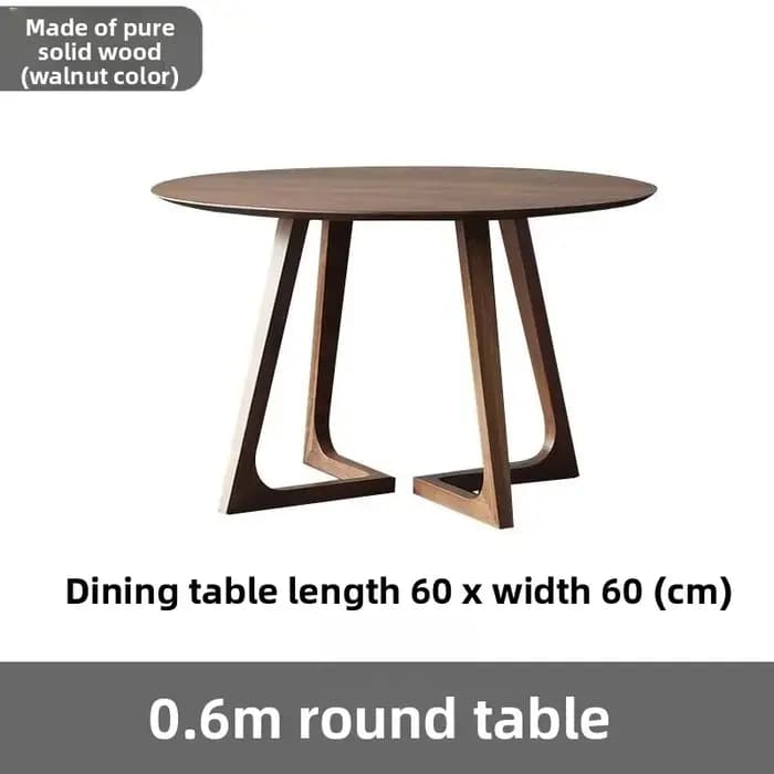 Table de salle à manger ronde en bois massif de caoutchouc