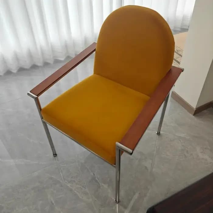 Chaises de Luxe en Métal avec Dossier Ergonomique pour Salon, Fauteuils Confortables et Modernes, Me