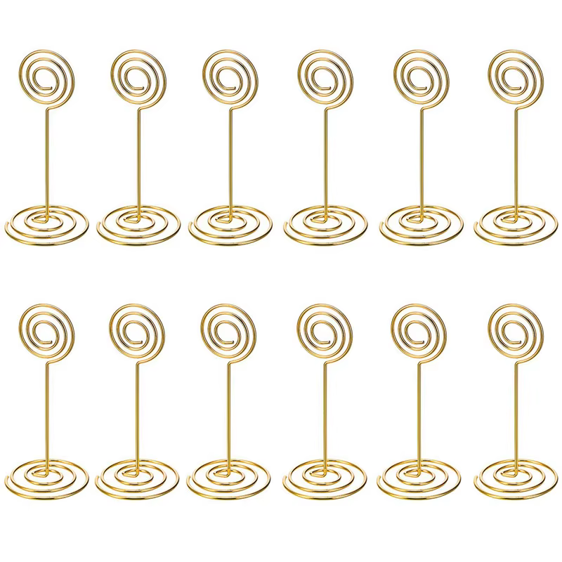Paquet de 12 Numéro de Table Porte-Cartes Porte-Photo Stands Place Menu Papier Clips, Forme De cercl