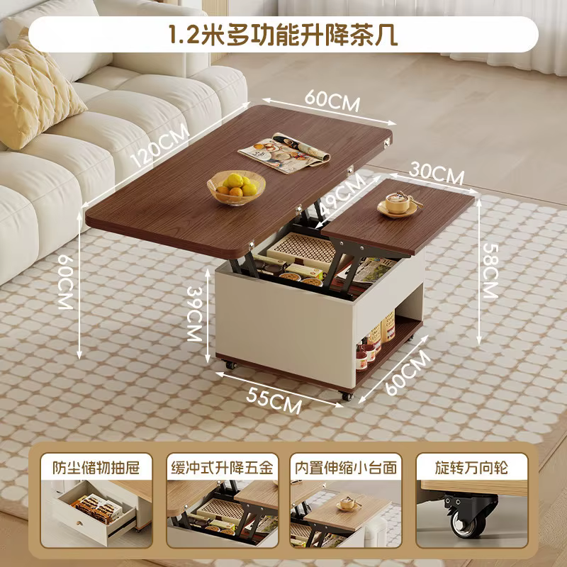 Table basse réglable grande taille, intelligente et pliable, pour salon, style nordique, Mesa De Cen