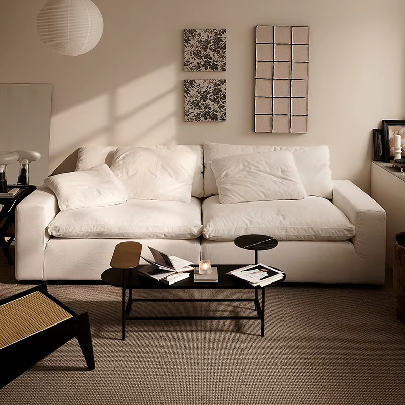 Canapé nuage design crème Wabi, moderne, Simple, petit appartement, salon, tissu