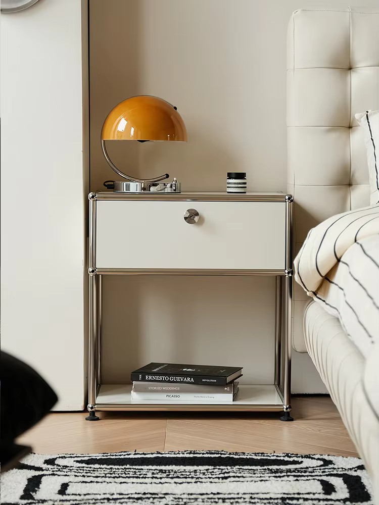 Tables de chevet en métal en acier inoxydable, armoires de rangement, armoires de salon, meubles de 