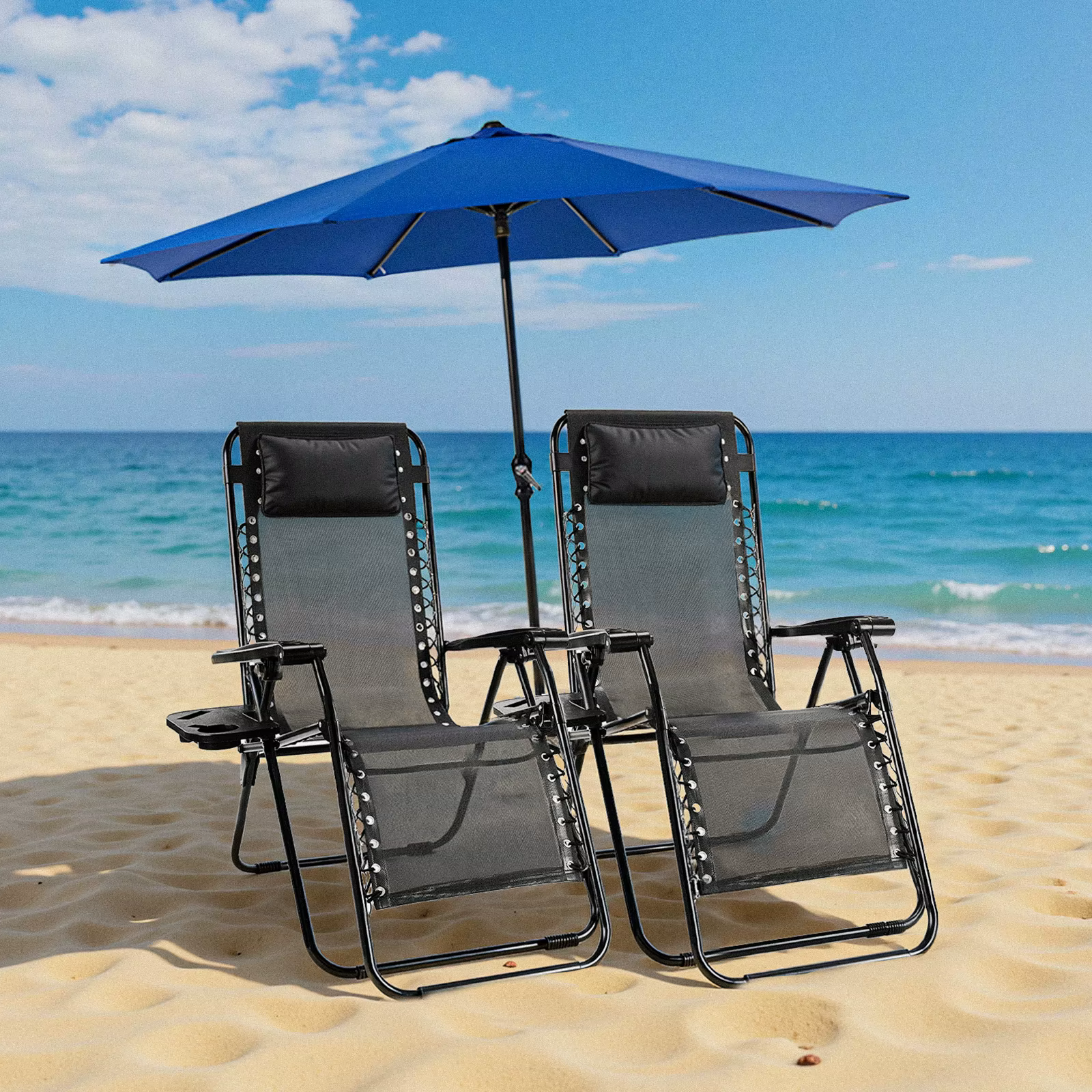 JIAN-Ensemble de 2 chaises inclinables portables ontariGravity, avec plateaux porte-gobelet, oreille