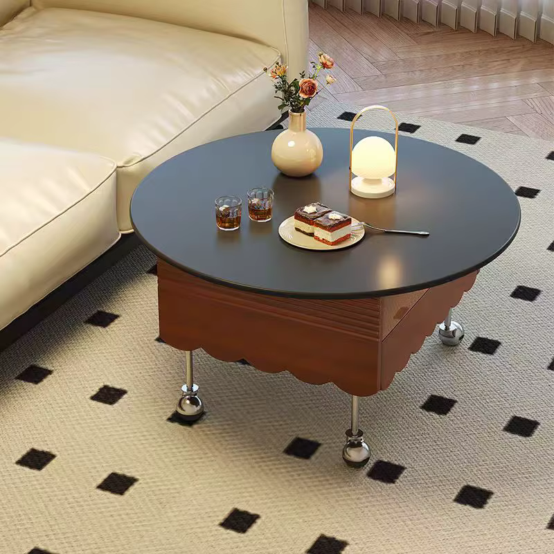 Maison appartement Table basse ronde marbre pierre bois stockage moderne Design créatif meubles de s