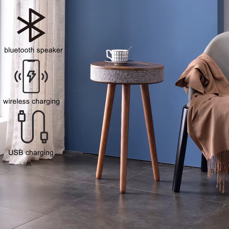 Table basse intelligente créative avec haut-parleur HIFI Bluetooth, chargement sans fil, Style nordi