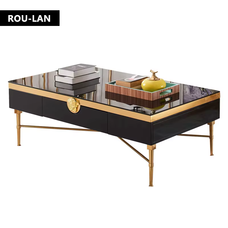 Table basse carrée classique post-moderne en acier inoxydable, nouvelle Table à thé moderne maroc po