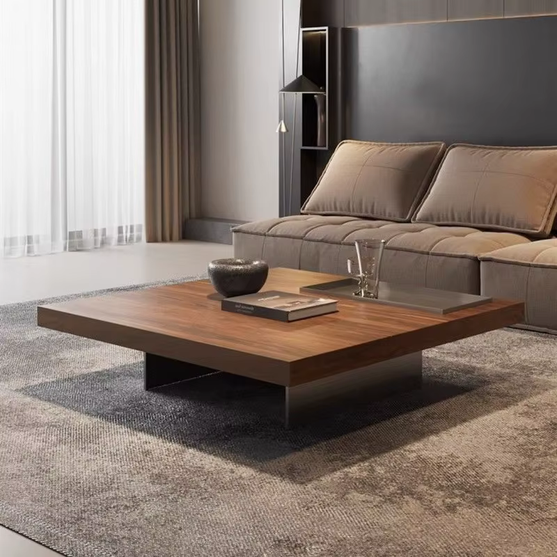 Table basse carrée en bois massif de Style italien minimaliste moderne, salon Zen avec meubles flott