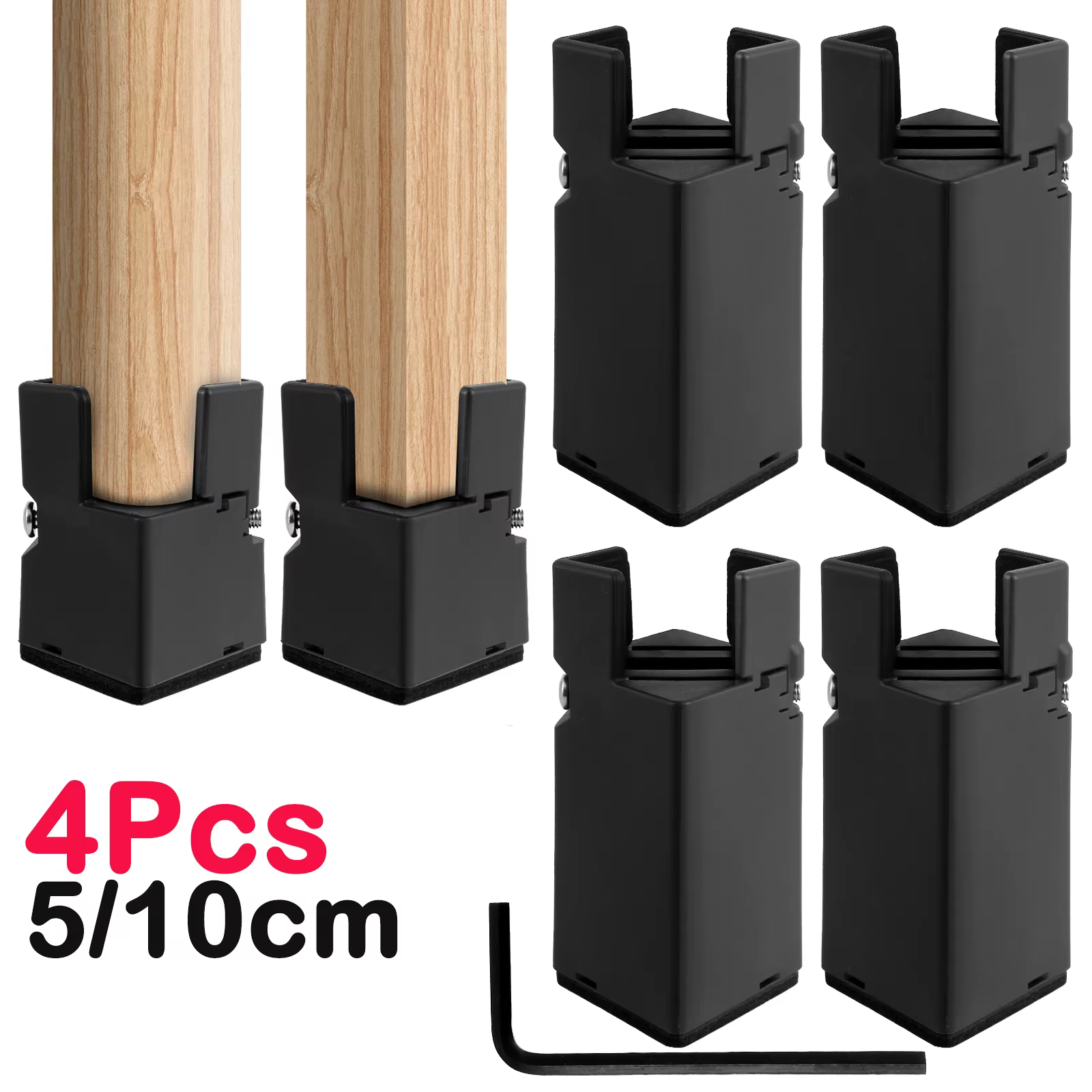 5/10 cm 4 pièces pieds de meubles réglables en alliage d'aluminium chaise robuste canapé Table Raise