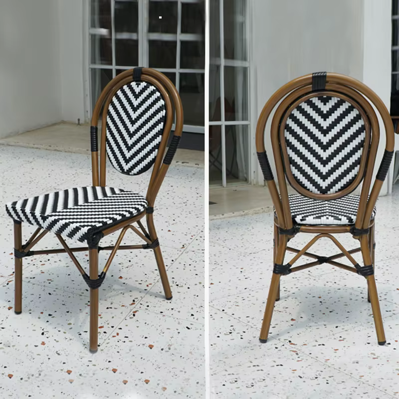 Chaise empilable en rotin, chaise de bistro de café français, mobilier de jardin extérieur, de patio