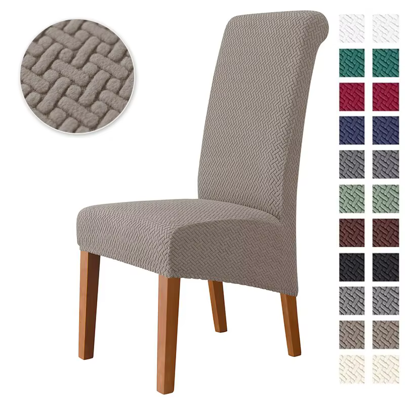 Juste de chaise jacquard à dossier long, housses de siège, housses de chaise de salle à manger, hous