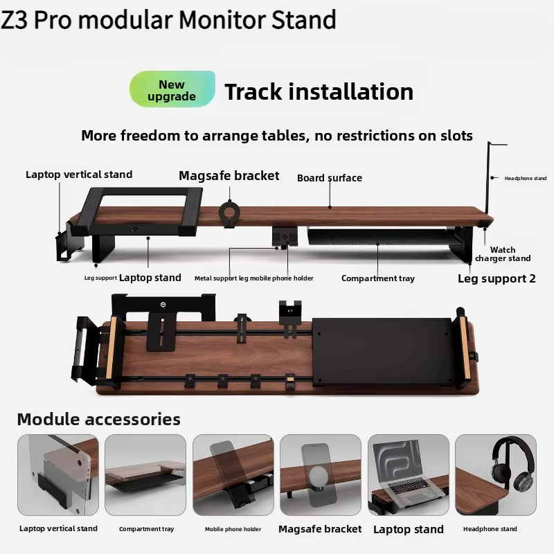 Z3 Pro support de moniteur modulaire en bois massif support d'ascenseur de bureau support d'écran d'