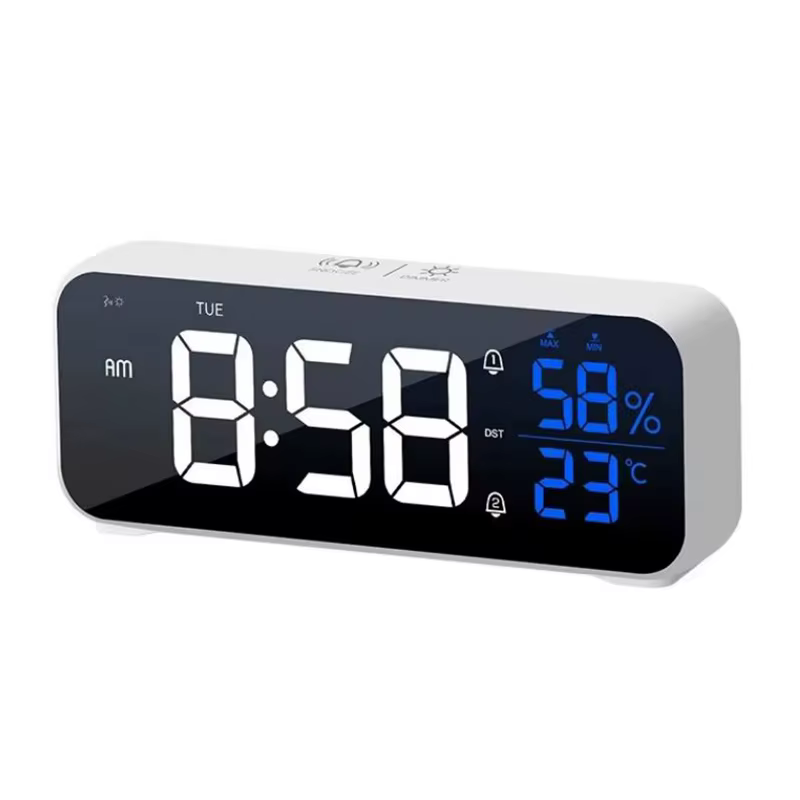 Réveil numérique de Table, horloge électronique avec température, humidité, jour de la semaine et do
