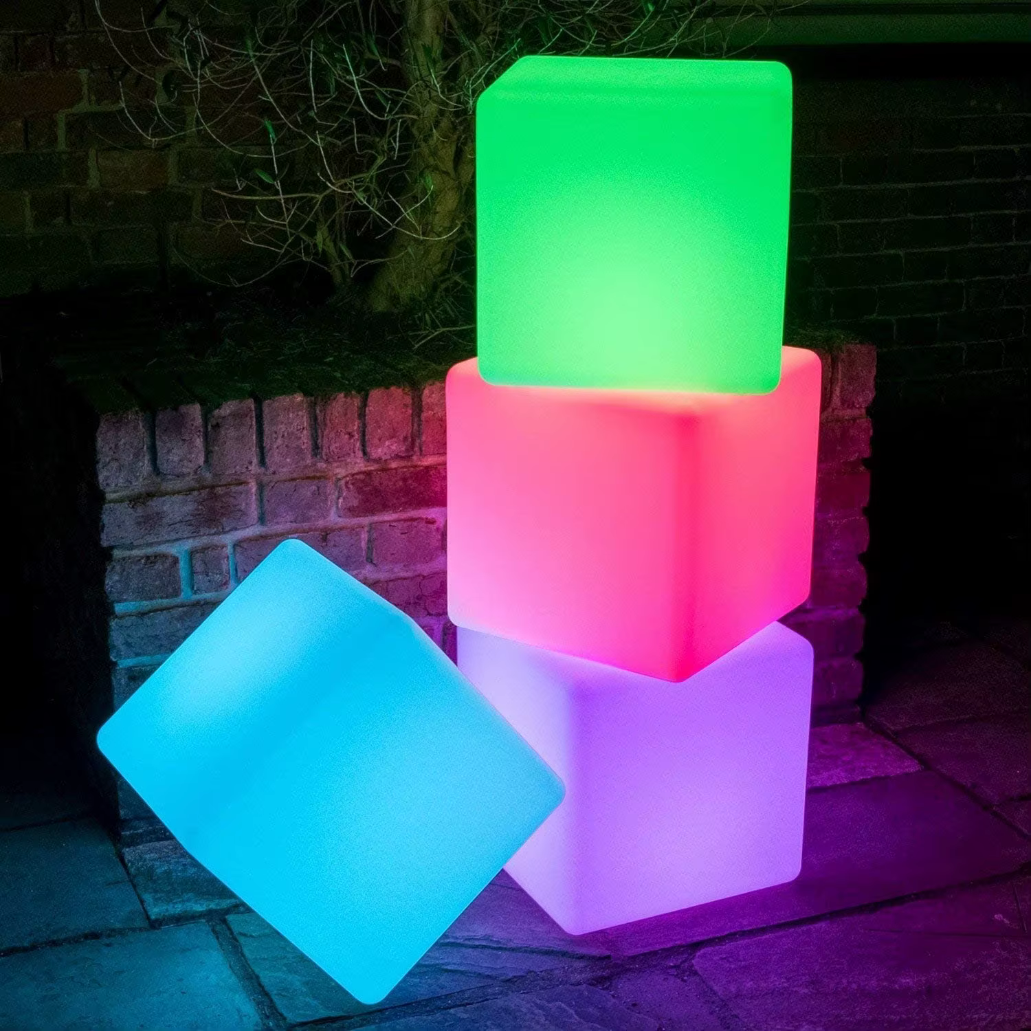 Tabouret Cube Shoous LED Rechargeable, Chaise Étanche, Décoration d'Activité de ixen Plein Air, Bar 
