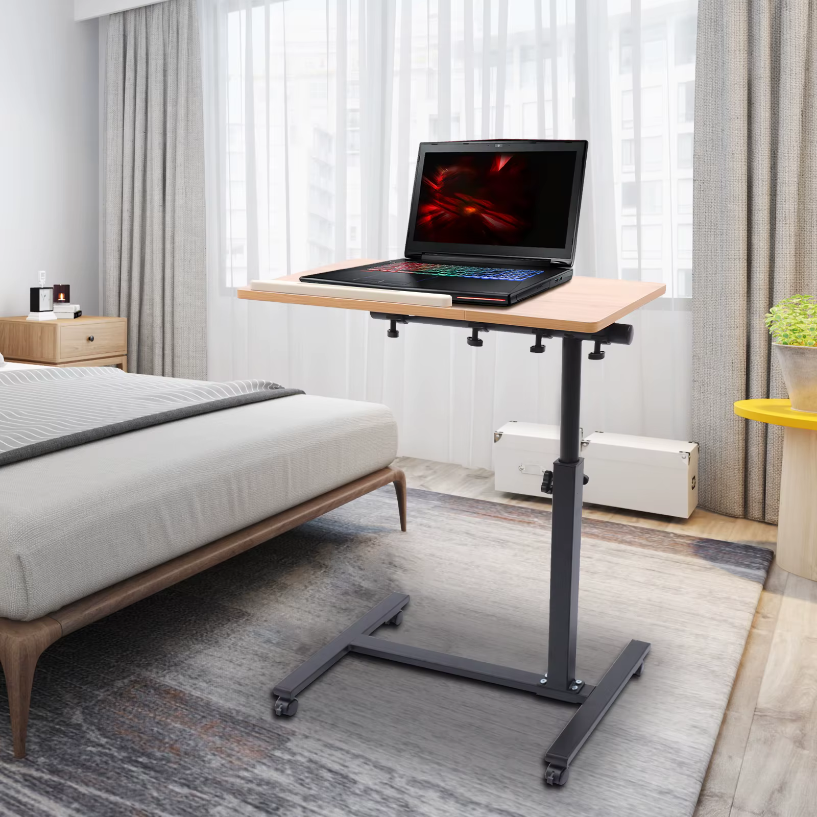 Bureau d'ordinateur debout Mobile réglable 58-90cm, bureau d'ordinateur portable pour bureau, salon,