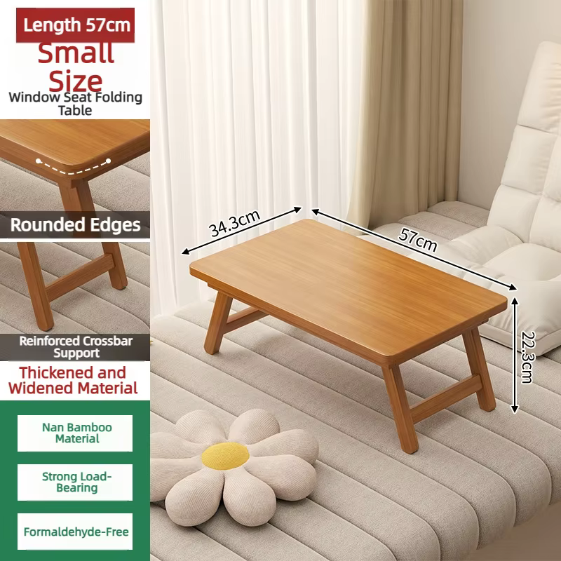 Petite table à thé de style japonais, bureau en tatami pour baie vitrée, table rectangulaire pliable