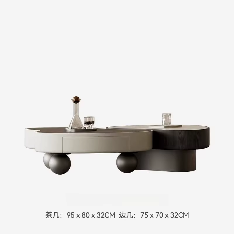 Table basse moderne minimaliste pour salon, en marbre travertin, forme irrégulière, design de créate