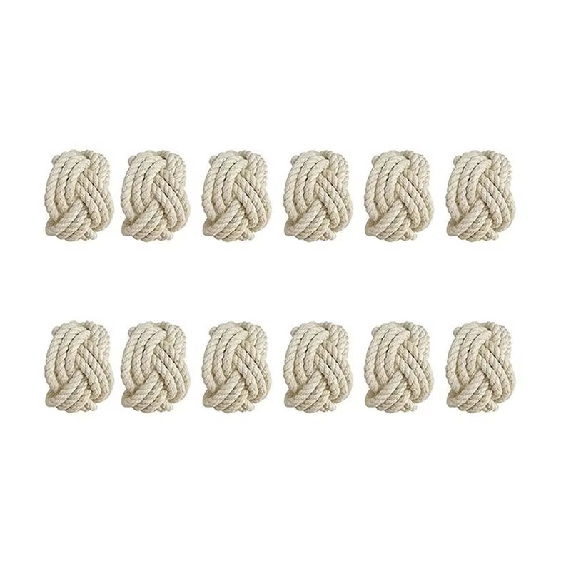 ABKJ - Lot de 36 Anneaux de Serviette en Corde de Coton - Ensemble d'Anneaux de Serviette en Toile d