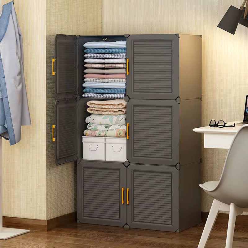 Armoire de Rangement Multifonctionnelle, Meuble de Chambre à Coucher, Casier à Assembler Pliable, Pa