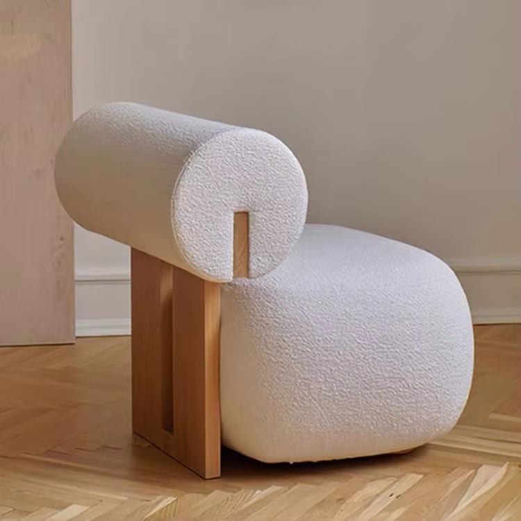 Nordique, bois massif, canapé, moderne, luxe léger, Style crème, salon, paresseux, chaise, chaise de