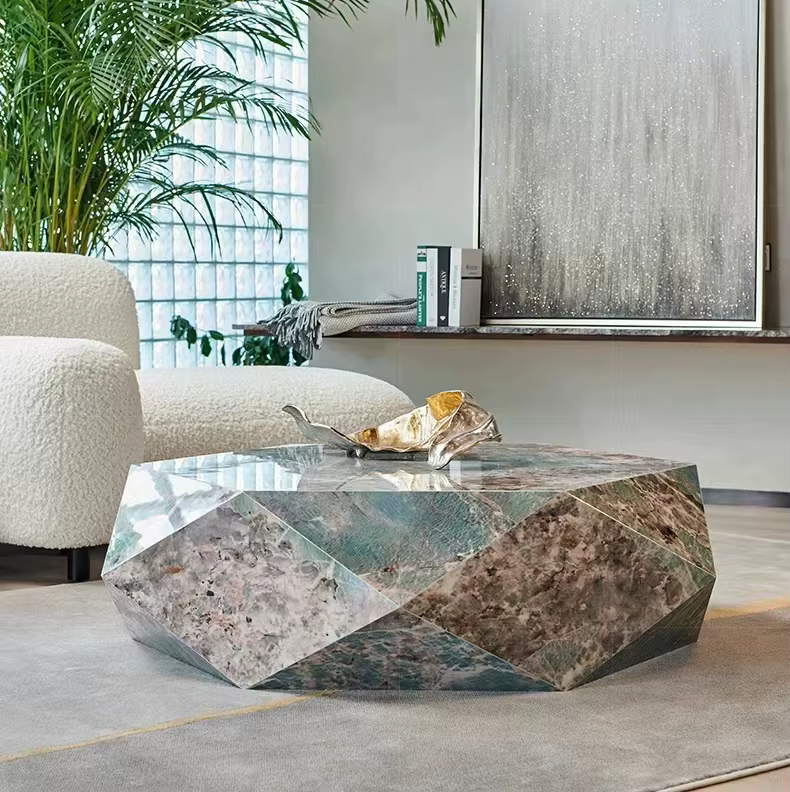 Table basse en pierre de luxe, Unique, moderne, Design créatif, Table basse en marbre pour salon