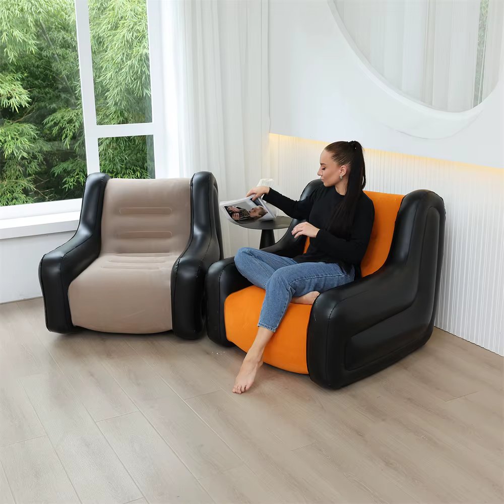 Canapé paresseux pliant, chaise longue gonflable, plis épais et durables, chaise longue de jeu compa