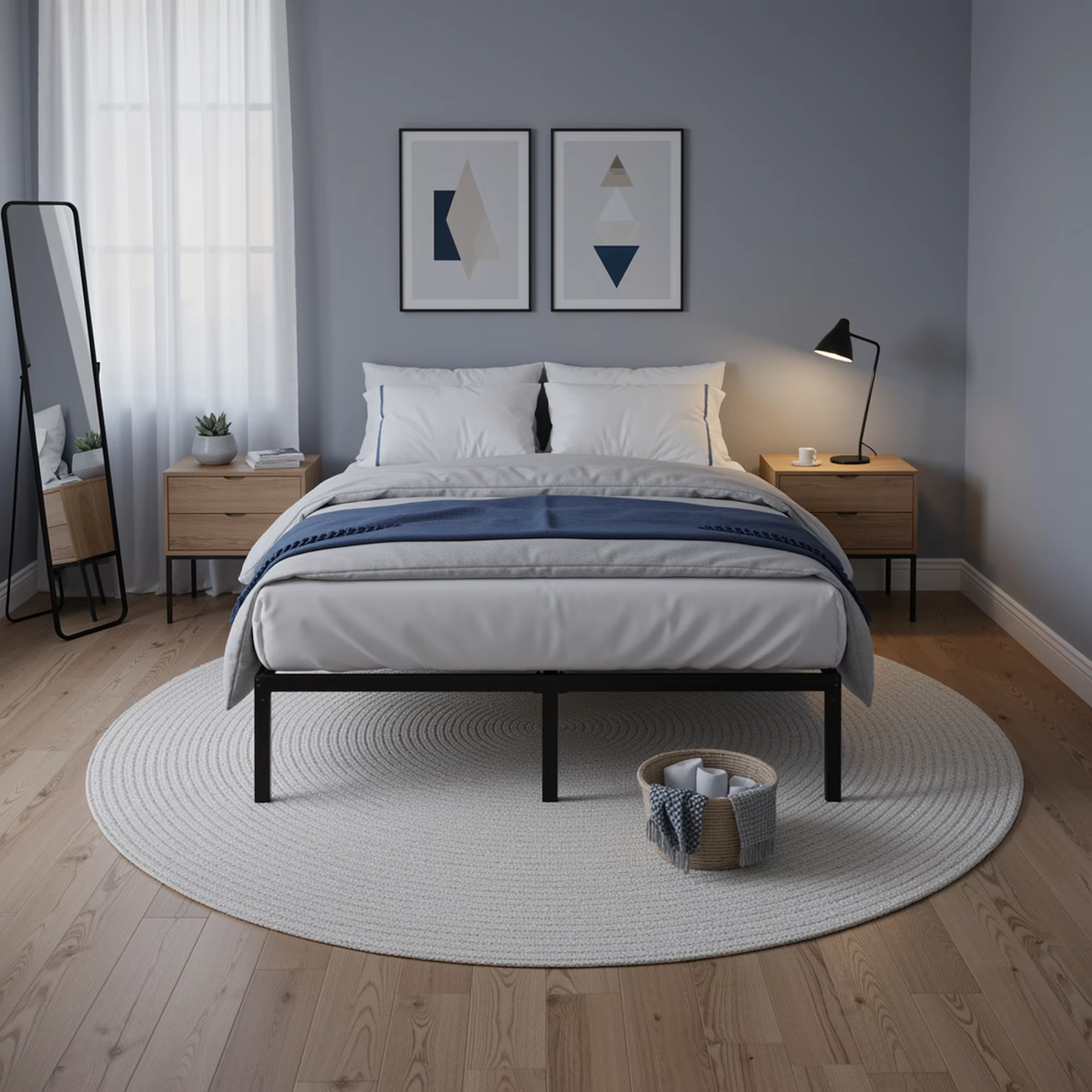 HOOMIC Cadre de lit double/plein/Queen/King en métal robuste avec rangement sous le lit de 14 pouces