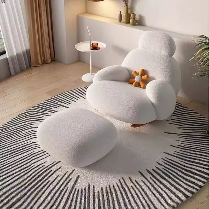 Chaise de Salon blanche moelleuse, inclinable au sol ergonomique et moderne, Meuble de Salon, meuble