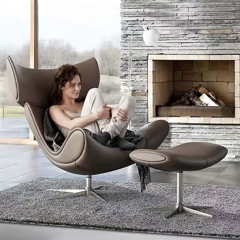 Chaises de Salon ergonomiques confortables, canapé nordique moderne en cuir, fauteuil inclinable de 