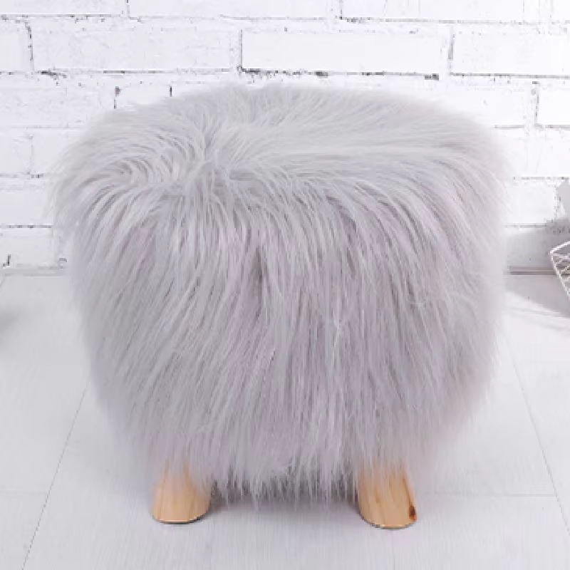 Tabouret rond en bois de pin massif E-CL avec 4 pieds, tabouret de canapé de salon personnalisable