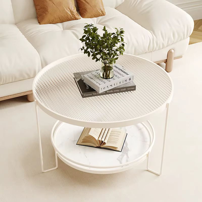 Table basse en verre salon petit appartement Simple moderne ronde Double dalle de roche petites Tabl