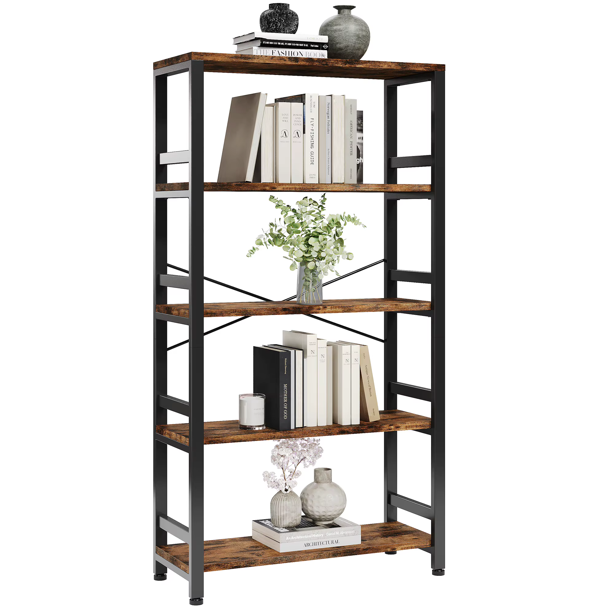 IRONCK Étagères et bibliothèques, étagère de 31,5 pouces de large, bibliothèque à 5 niveaux de style