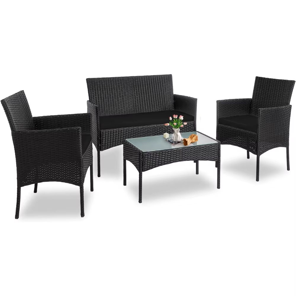 Ensemble de meubles de Conversation de Patio extérieur en osier de 4 pièces, ensembles de Conversati
