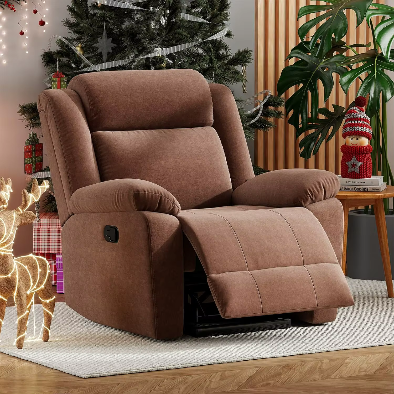 Fauteuil inclinable à bascule pour adultes, fauteuil inclinable à bascule manuel rembourré, canapé s