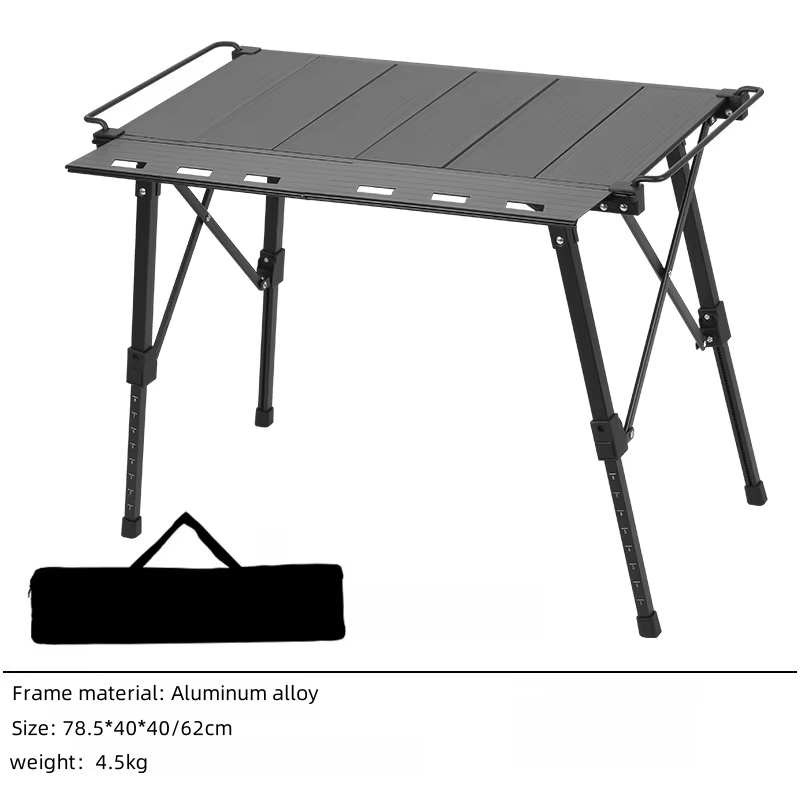 Table de camping pliable et extensible avec plateau en aluminium et sac de transport, table modulair