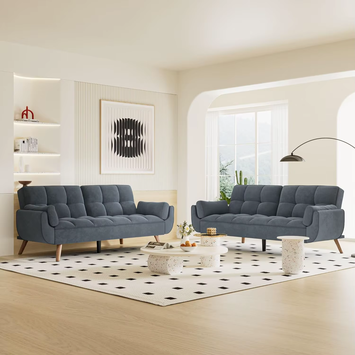 Canapé futon pour petits espaces et appartements, canapé-lit convertible moderne et confortable 2-en