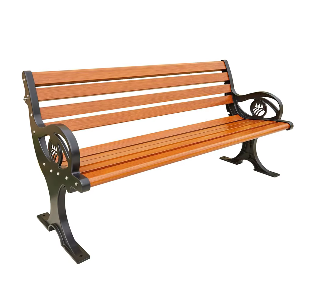 Banc de mobilier d'extérieur Durable, Design moderne en bois avec métal en acier pour écoles, patios