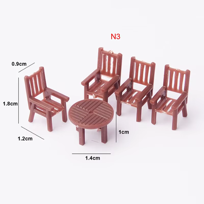 1 ensemble d'accessoires de meubles de jouet de scène de modèle de Mini Table et chaise de Simulatio