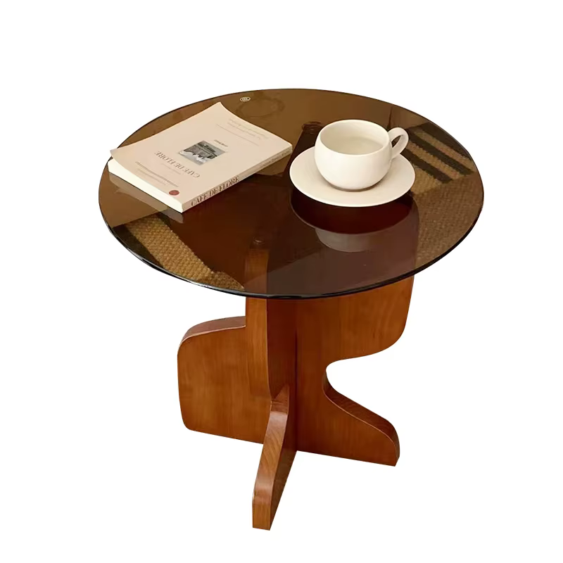 Wabi Sabi Table basse rustique ronde en verre Design Unique Table basse Salon Table esthétique De Sa