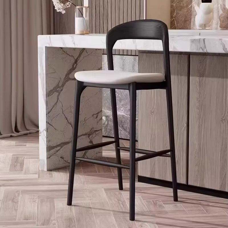 Chaise de Bar en bois nordique, bureaux de réception de luxe de styliste, tabouret haut inhabituel, 