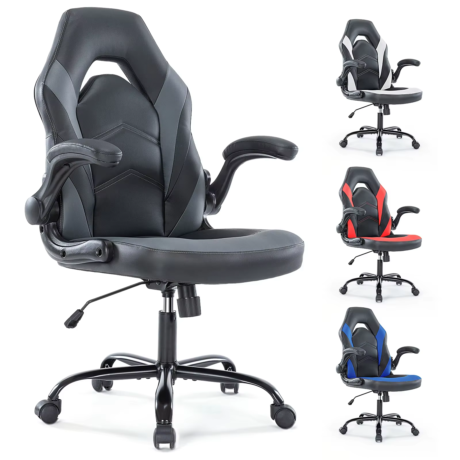 JHK ergonomique bureau ordinateur maison jeu chaise de bureau réglable en cuir PU chaise de course r